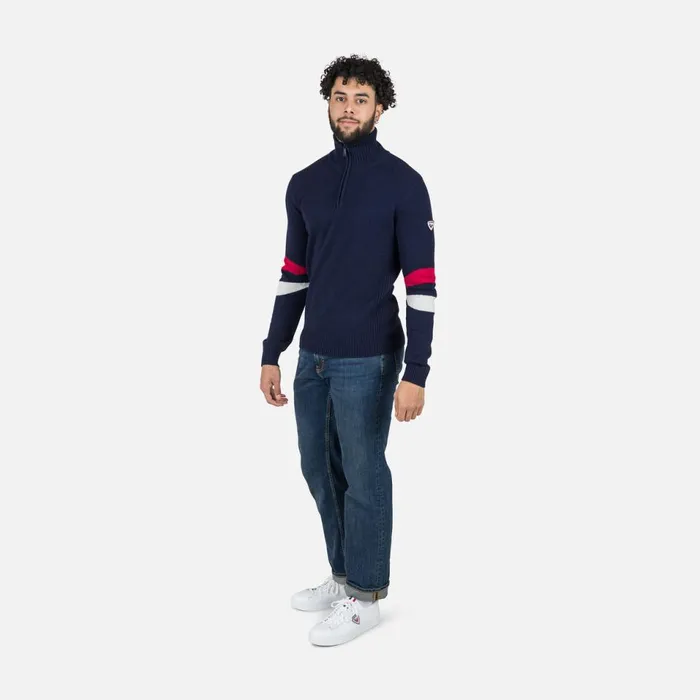 Herren Sweatshirts Und Pullover Rossignol Herrenstrickpullover Mit Halblangem Reiverschluss Signature Darknavy715