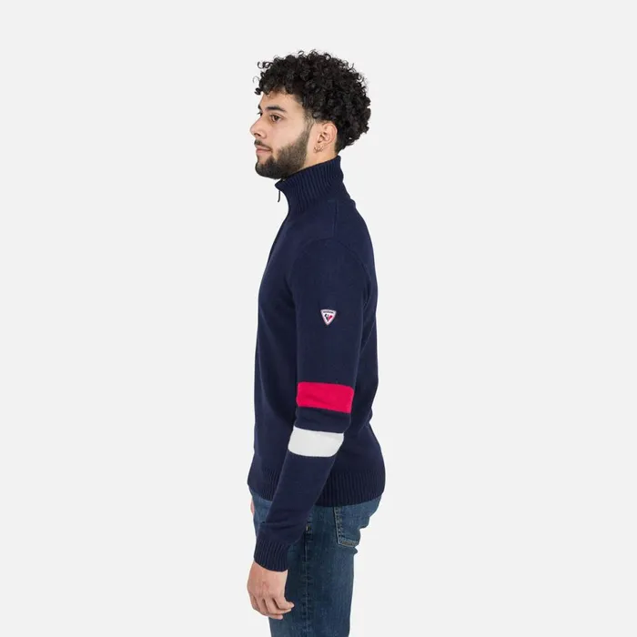 Herren Sweatshirts Und Pullover Rossignol Herrenstrickpullover Mit Halblangem Reiverschluss Signature Darknavy715