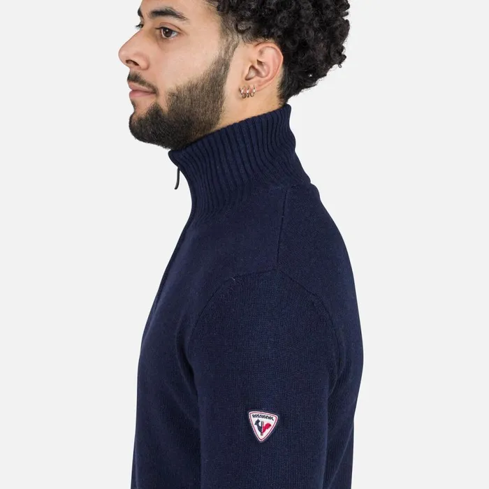 Herren Sweatshirts Und Pullover Rossignol Herrenstrickpullover Mit Halblangem Reiverschluss Signature Darknavy715