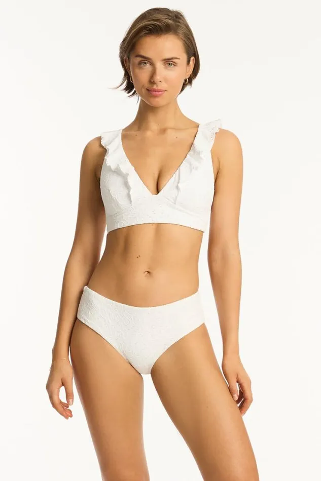 Interlace Frill Bra Interlace White Women Sea Level Tops