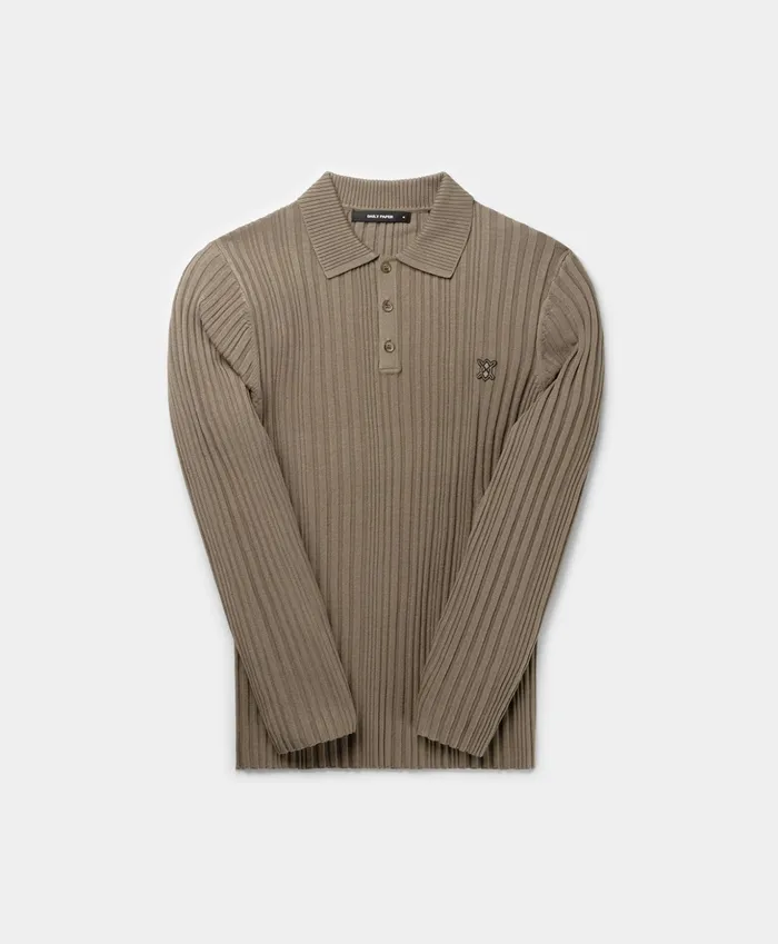 Iron Brown Rashiem Longsleeve Polo Men Daily Paper Knitwear