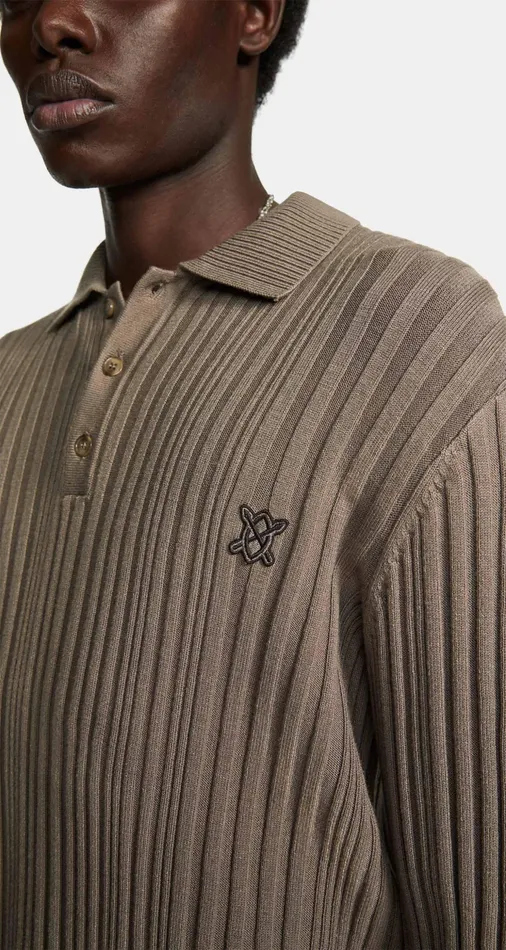 Iron Brown Rashiem Longsleeve Polo Men Daily Paper Knitwear