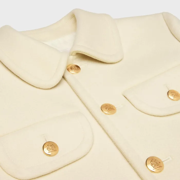 Jacket With Claudine Collar In Wool Cloth Off White Women CELINE JACKETS