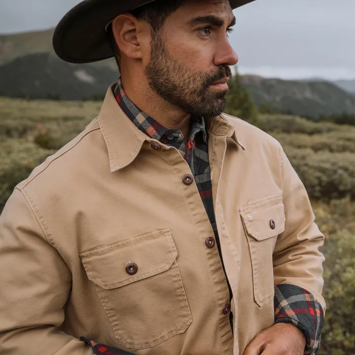 Jackets Men Stetson Camel Stretch Canvas Shirt Jacket Brown