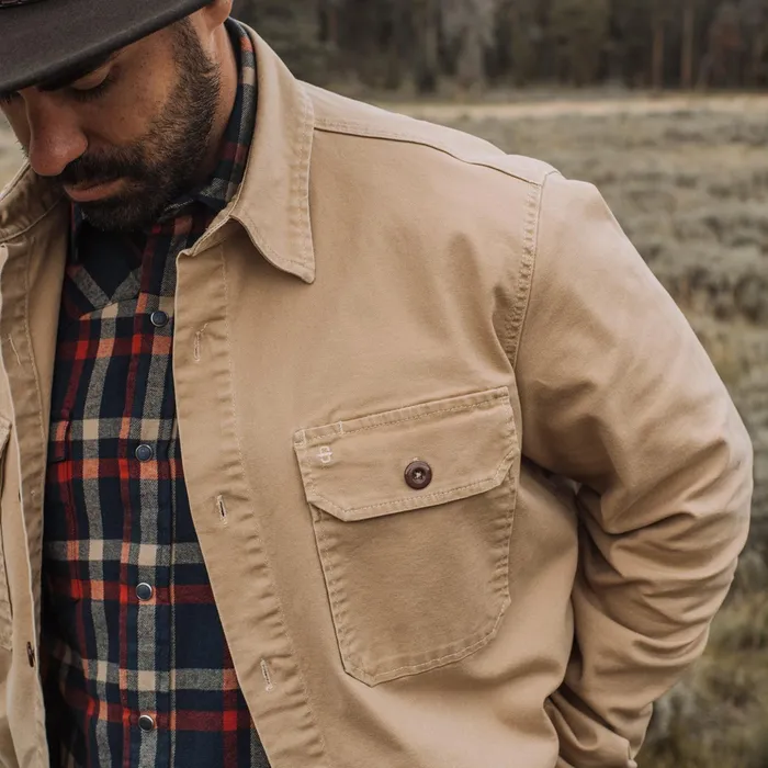 Jackets Men Stetson Camel Stretch Canvas Shirt Jacket Brown