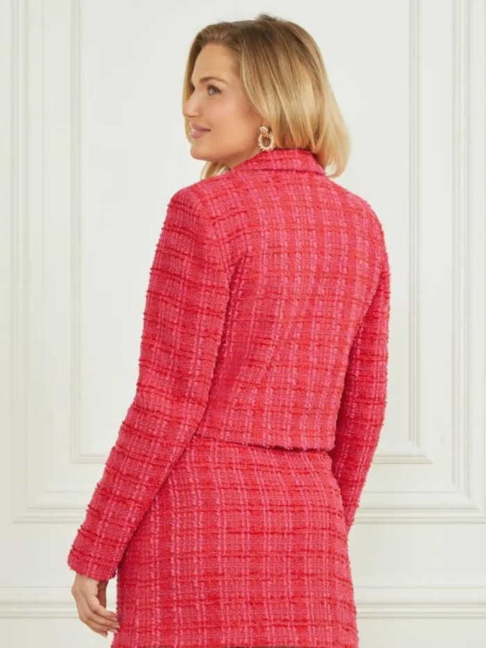 Jackets Women Marciano Laurel Crop Tweed Blazer Jelous Pink Tweed Jackets Women Marciano Laurel Crop Tweed Blazer Jelous Pink Tweed
