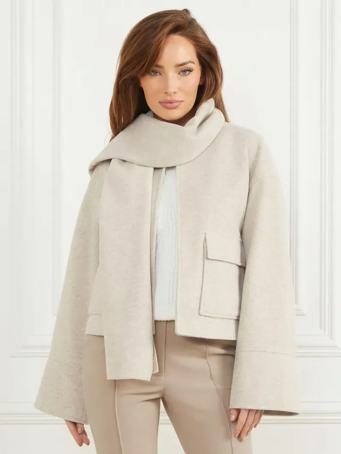 Jackets Women Marciano Mary Jacket And Scarf Set Light Grey Multi Jackets Women Marciano Mary Jacket And Scarf Set Light Grey Multi