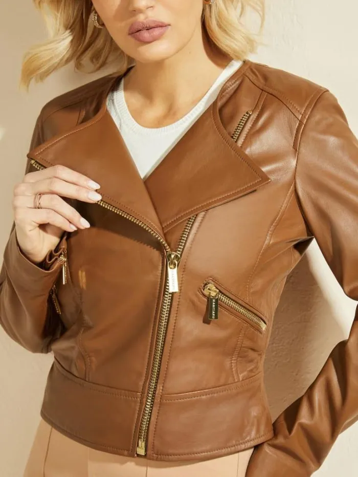 Jackets Women Marciano Rylee Leather Jacket Emperor Brown
