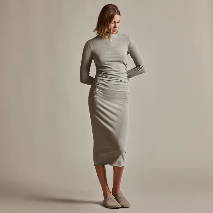James Perse DressesJumpsuits Recycled Brushed Jersey Ruched Turtleneck Dress Dapple Pigment 8211 Women James Perse DressesJumpsuits Recycled Brushed Jersey Ruched Turtleneck Dress Dapple Pigment 8211 Women