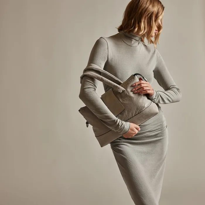James Perse DressesJumpsuits Recycled Brushed Jersey Ruched Turtleneck Dress Dapple Pigment 8211 Women