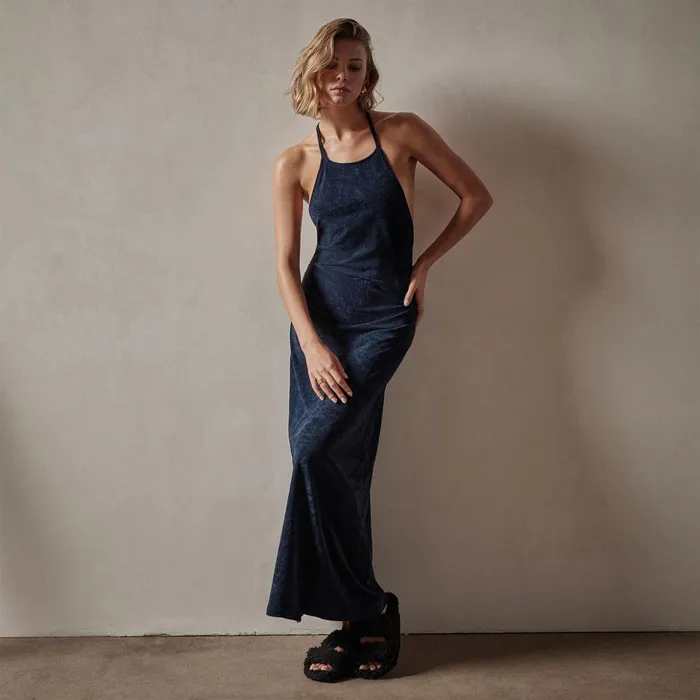James Perse DressesJumpsuits Stretch Velvet Halter Dress Constellation 8211 Women James Perse DressesJumpsuits Stretch Velvet Halter Dress Constellation 8211 Women