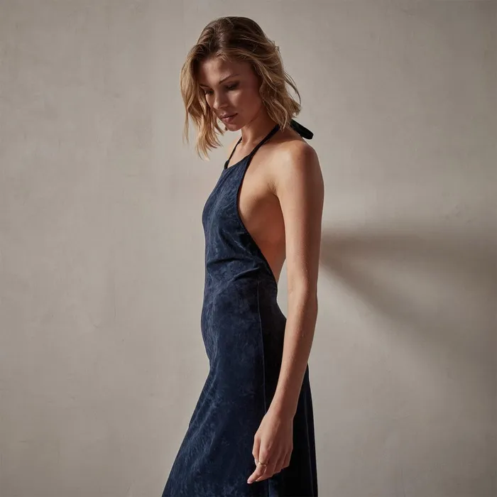 James Perse DressesJumpsuits Stretch Velvet Halter Dress Constellation 8211 Women