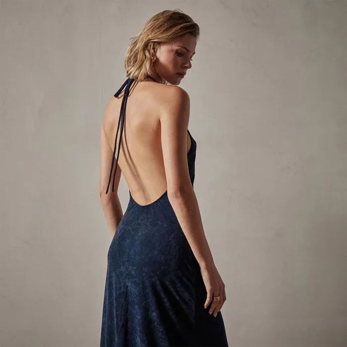 James Perse DressesJumpsuits Stretch Velvet Halter Dress Constellation 8211 Women
