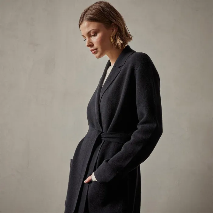 James Perse JacketsOuterwear Belted Cashmere Coat Black 8211 Women