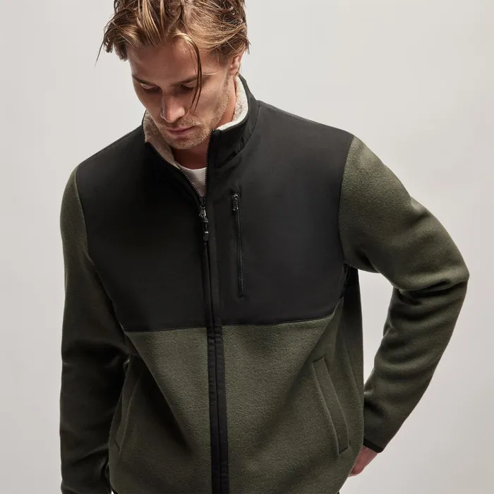 James Perse JacketsOuterwear Wool Jersey Mixed Media Jacket Dark Oliveblack 8211 Men