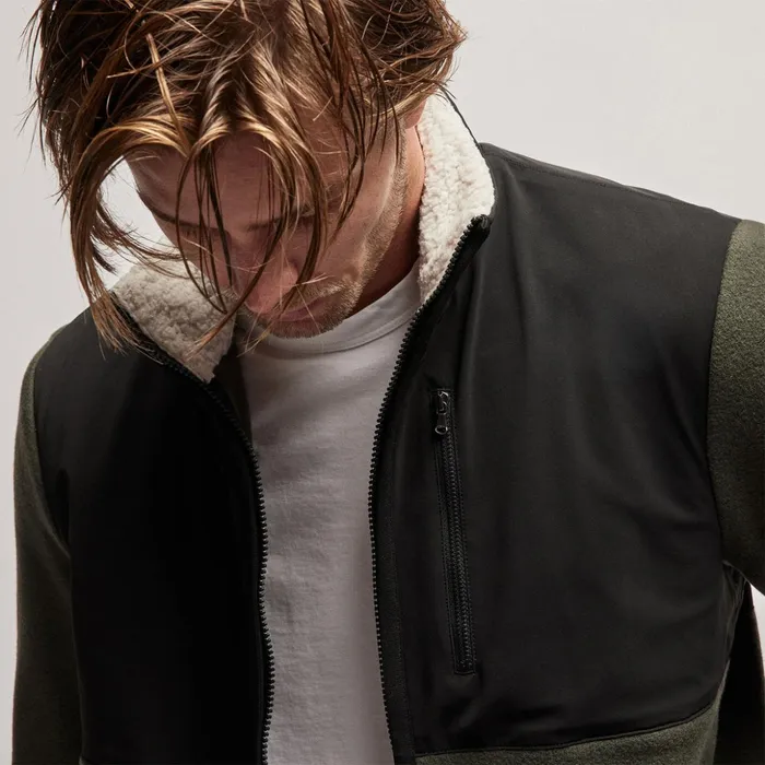 James Perse JacketsOuterwear Wool Jersey Mixed Media Jacket Dark Oliveblack 8211 Men