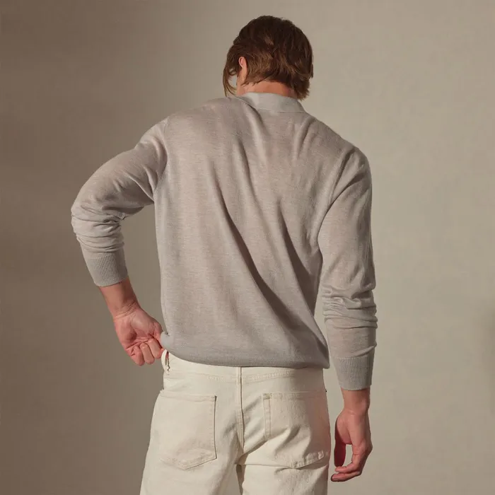 James Perse PolosNovelty Tops Featherweight Cashmere Polo Stone 8211 Men