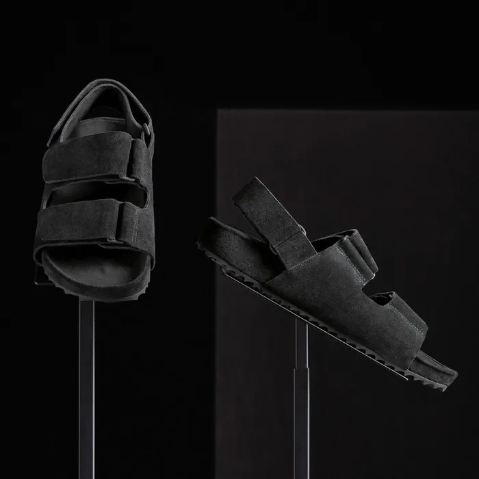 James Perse Sandals WomenSINGLEQUOTEADDEDs Double Strap Velcro Sandal Black 8211 Women