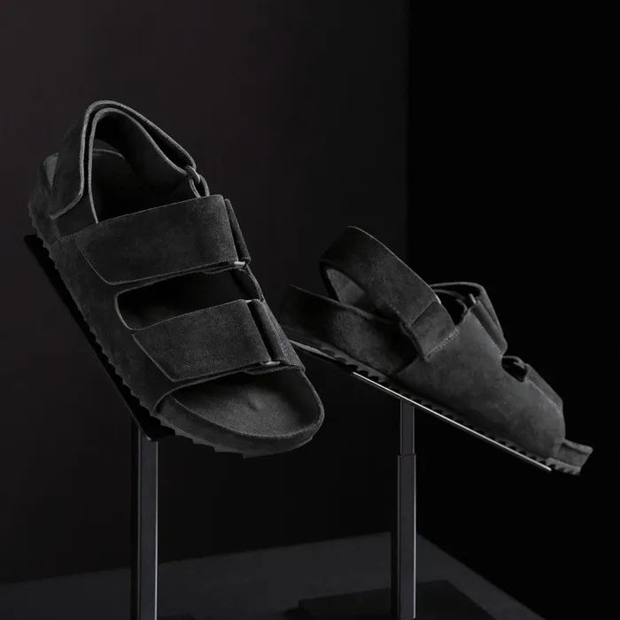 James Perse Sandals WomenSINGLEQUOTEADDEDs Double Strap Velcro Sandal Black 8211 Women