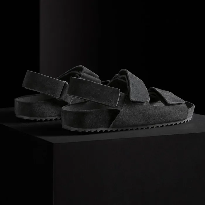 James Perse Sandals WomenSINGLEQUOTEADDEDs Double Strap Velcro Sandal Black 8211 Women