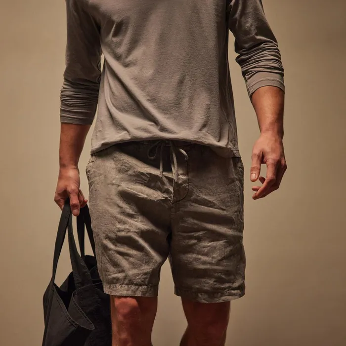 James Perse Shorts Relaxed Fit Linen Short Silver Grey Pigment 8211 Men