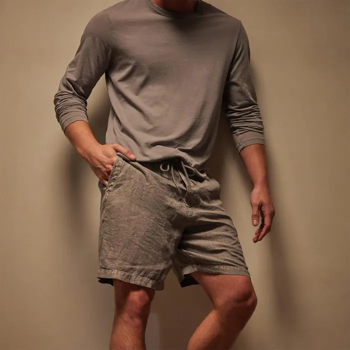 James Perse Shorts Relaxed Fit Linen Short Silver Grey Pigment 8211 Men