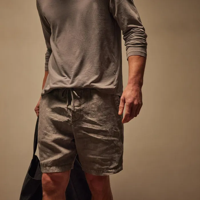 James Perse Shorts Relaxed Fit Linen Short Silver Grey Pigment 8211 Men