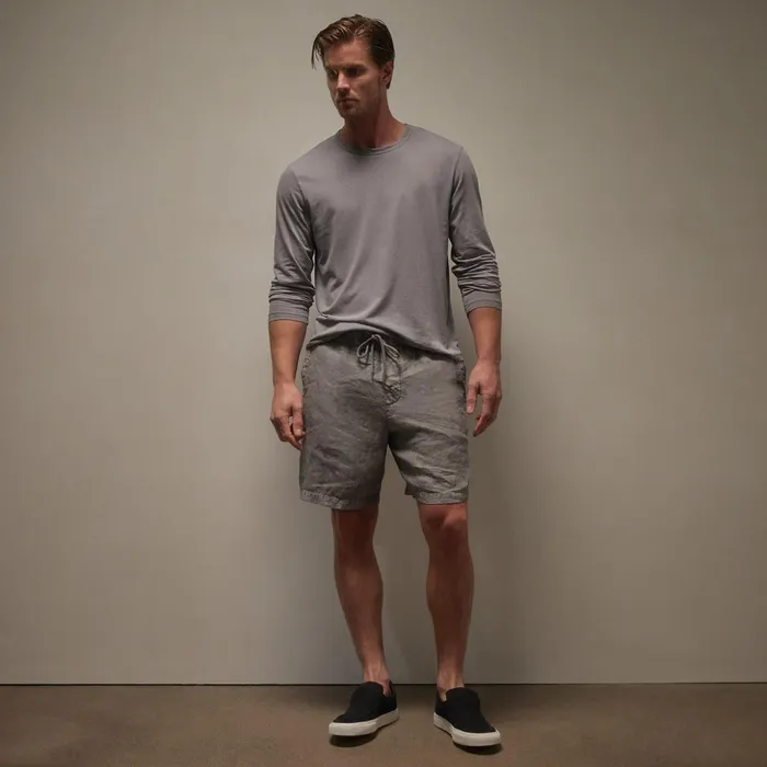 James Perse Shorts Relaxed Fit Linen Short Silver Grey Pigment 8211 Men