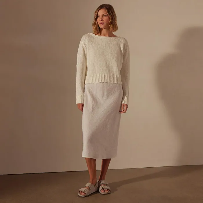 James Perse Sweaters Cotton Linen Boatneck Sweater White 8211 Women