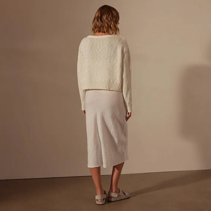 James Perse Sweaters Cotton Linen Boatneck Sweater White 8211 Women