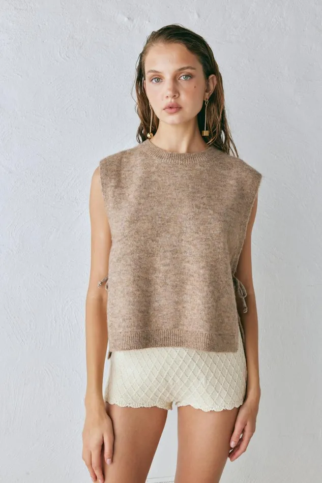 JumpersSweaters Women VRG GRL Molly Knit Vest Taupe
