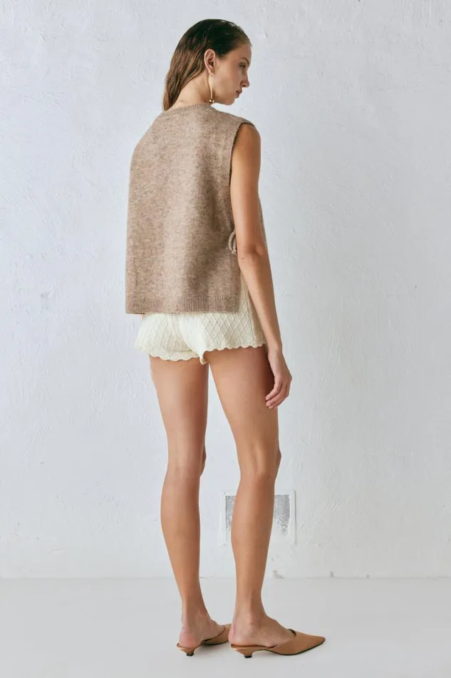 JumpersSweaters Women VRG GRL Molly Knit Vest Taupe JumpersSweaters Women VRG GRL Molly Knit Vest Taupe