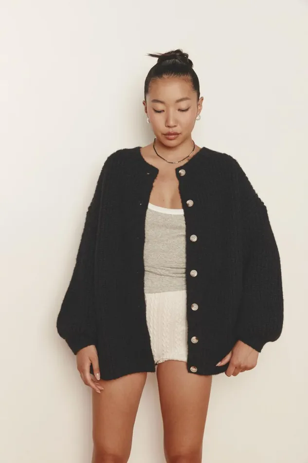 JumpersSweaters Women VRG GRL Penelope Knit Cardigan Black