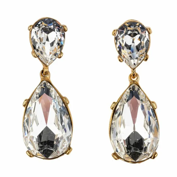 Kenneth Jay Lane Clear Crystal Earrings Women Crystal And Polished Gold Double Teardrop Earring Kenneth Jay Lane Clear Crystal Earrings Women Crystal And Polished Gold Double Teardrop Earring