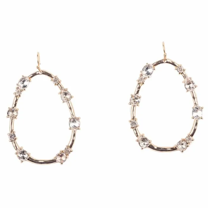 Kenneth Jay Lane Clear Crystal Earrings Women Crystal Oval Pierced Earrings