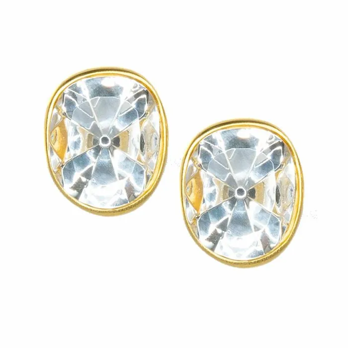 Kenneth Jay Lane Clear Crystal Earrings Women Faceted Crystal Headlight Clip Earrings Kenneth Jay Lane Clear Crystal Earrings Women Faceted Crystal Headlight Clip Earrings