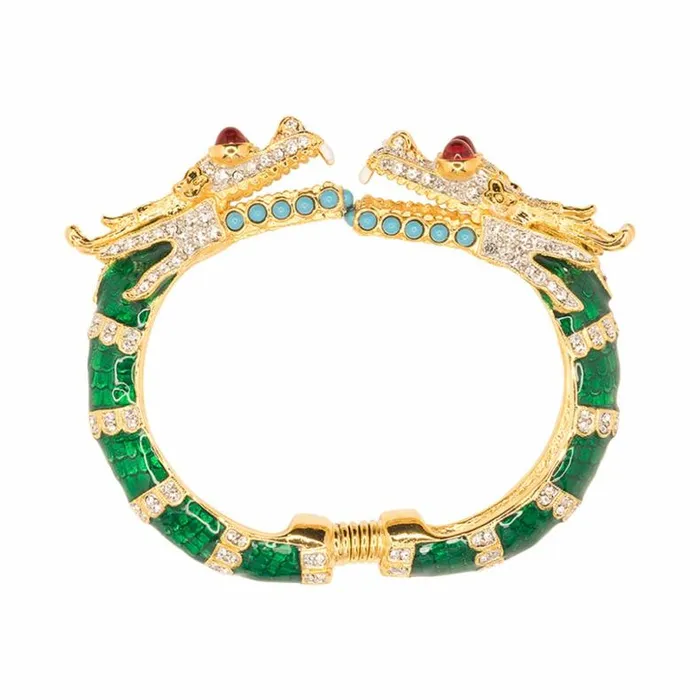 Kenneth Jay Lane Dark Color Bracelets Women Green Dragon Bracelet