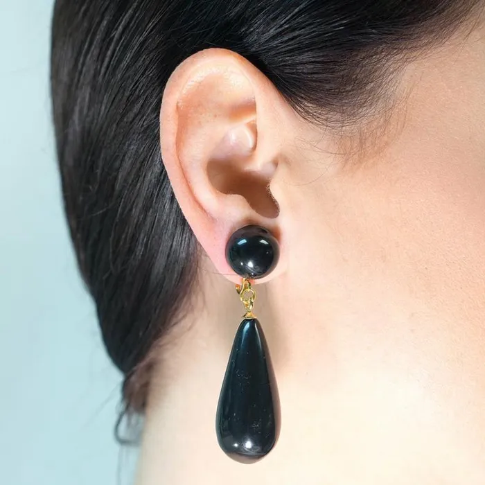 Kenneth Jay Lane Dark Color Earrings Women Black Teardrop Pierced Or Clip Earrings Kenneth Jay Lane Dark Color Earrings Women Black Teardrop Pierced Or Clip Earrings