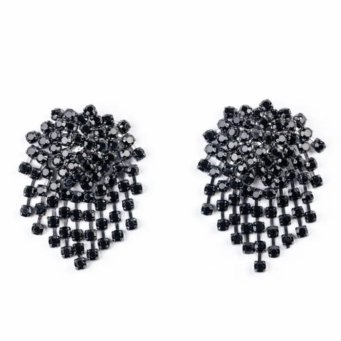 Kenneth Jay Lane Dark Color Earrings Women Gunmetal And Jet Cluster Clip Earrings Kenneth Jay Lane Dark Color Earrings Women Gunmetal And Jet Cluster Clip Earrings