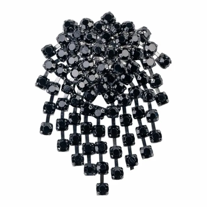 Kenneth Jay Lane Dark Color Earrings Women Gunmetal And Jet Cluster Clip Earrings