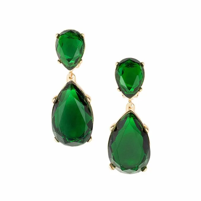 Kenneth Jay Lane Dark Color Gem Earrings Women Emerald And Gold Teardrop Pierced Or Clip Earrings Kenneth Jay Lane Dark Color Gem Earrings Women Emerald And Gold Teardrop Pierced Or Clip Earrings