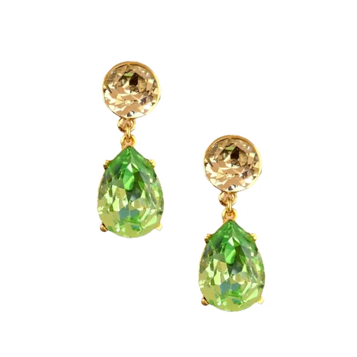 Kenneth Jay Lane Dark Color Gem Earrings Women Jonquil and Peridot Teardrop Pierced Earring