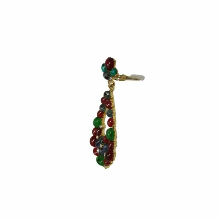 Kenneth Jay Lane Dark Color Gem Earrings Women Multicolored Cabochon Clip Earrings Kenneth Jay Lane Dark Color Gem Earrings Women Multicolored Cabochon Clip Earrings