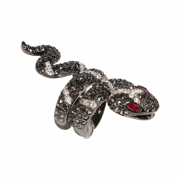 Kenneth Jay Lane Dark Color Gem Rings Women Hematite And Crystal Snake Ring