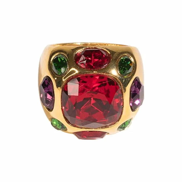 Kenneth Jay Lane Dark Color Gem Rings Women Ruby Center Ring Kenneth Jay Lane Dark Color Gem Rings Women Ruby Center Ring