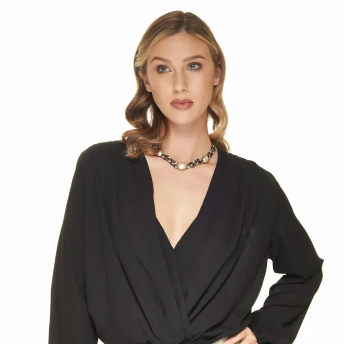 Kenneth Jay Lane Dark Color Necklaces Women Vintage Gunmetal With Crystal Hematite And Pearls Chain Necklace Kenneth Jay Lane Dark Color Necklaces Women Vintage Gunmetal With Crystal Hematite And Pearls Chain Necklace