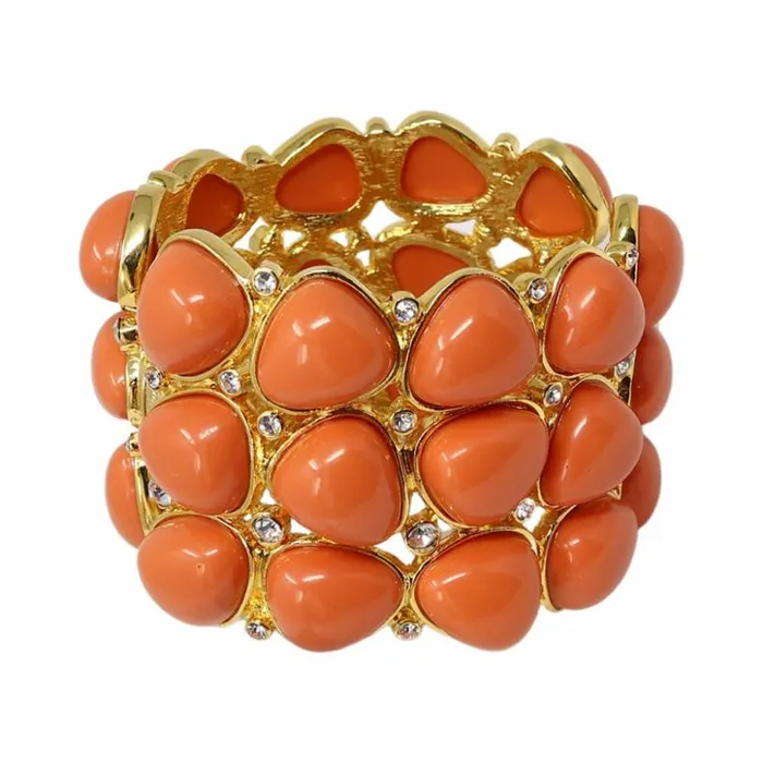 Kenneth Jay Lane Light Color Bracelets Women 3 Row Coral Rounded Bracelet