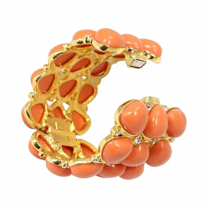 Kenneth Jay Lane Light Color Bracelets Women 3 Row Coral Rounded Bracelet Kenneth Jay Lane Light Color Bracelets Women 3 Row Coral Rounded Bracelet