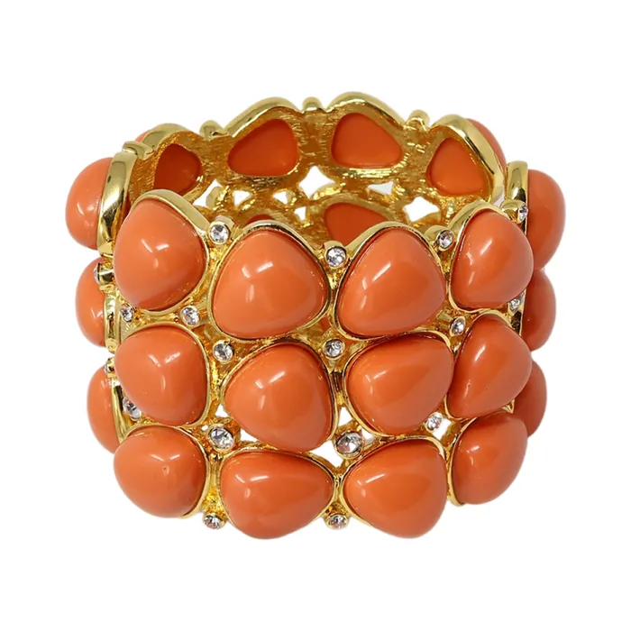 Kenneth Jay Lane Light Color Bracelets Women 3 Row Coral Rounded Bracelet Kenneth Jay Lane Light Color Bracelets Women 3 Row Coral Rounded Bracelet