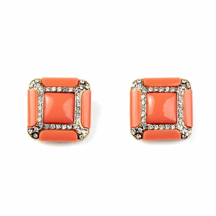 Kenneth Jay Lane Light Color Earrings Women Coral Square Clip Earrings